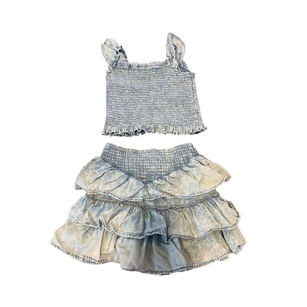 Chic 2 Chic Girls 2-Piece Blue Denim Outfit Size 5 Skirt Set Casual
